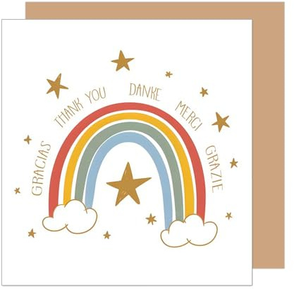 Edition Seidel DQ104 SW025 Carte de vœux de remerciement de qualité supérieure avec enveloppe Motif arc-en-ciel