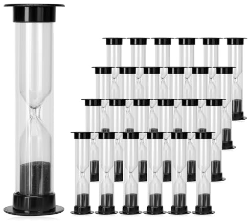 PROLOSO 40 Pcs Black Hourglass Sand Timers 1 Minute Sandglass Sand Clock Visual Timers for Kids Children Classroom School & Home