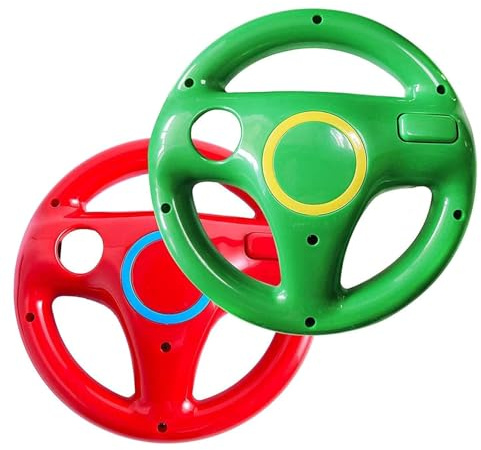 DOYO Mario Kart Wii, 2 Pack Racing Steering Wheel for Wii Controller, Wii Mario Kart Racing Wheels for Nintendo Wii Remote Game (Red+Green)