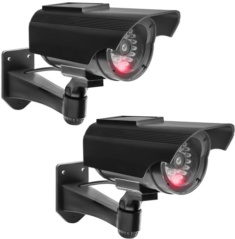 2 pezzi fotocamera finta finta operazione solare simulata sorveglianza, telecamera di sorveglianza con LED lampeggiante, fotocamera esterna per garage, cortili, porte di casa