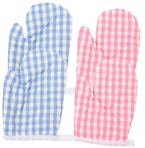 SOLUSTRE 4pcs Heat Resistant Oven Mitts Made of Polyester, Anti-slip and Thermal Insulation Gloves for Cooking and Grilling, Kitchen Protection for Family and Friends