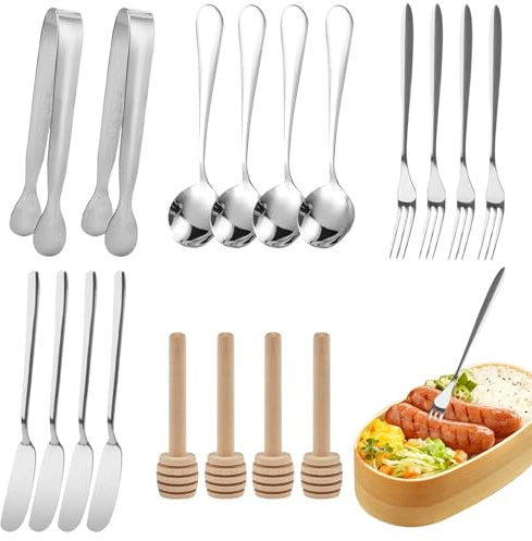 Ruwshuuk Ensemble de fourche et cuillère, ensemble d'argenterie martelée - Ensemble de couverts en acier inoxydable de 18 pièces | Cuisine, outil à manger, vaisselle pour les glaçons, le sucre, les