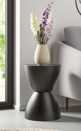Dekoleidenschaft Design Beistelltisch/Hocker Sanduhr aus Metall, schwarz Ø 32 x 45 cm, Blumentisch, Sitzhocker