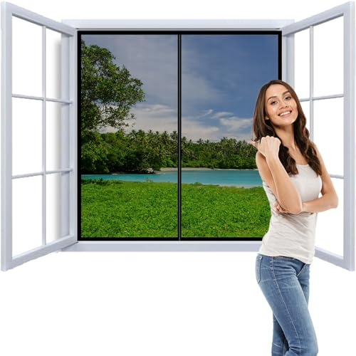 Fliegengitter für bodentiefe Fenster 140x120cm Insektenschutz Fliegenvorhang Magnet Insektenschutz Ist Ideal Für Die KellerFenster Terrassen Fenster Balkon Küche Schwarz