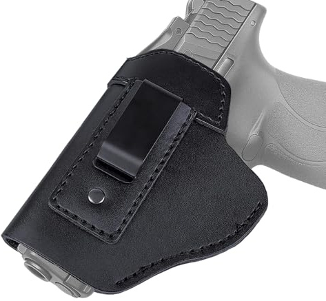 Goldmiky Gun Holster Dissimulé, Cuir Holster à Dégainage Rapide, Holsters en Cuir à Clip – Holster de Ceinture pour Arme Compatible Glock 1911, Walther P99 PPQ PK380, Beretta (Noir, Gauche)
