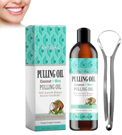 Mikabila Enjuague Bucal con Sabor a Coco y Menta+Limpiador de Lengua,Aceite de coco natural para enjuague bucal,blanqueamiento dental, Frescura Bucal Diaria,Formato Práctico,100ml
