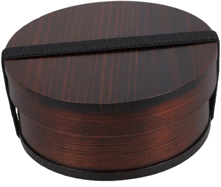 Gatuida Boîte à Bento Ronde Japonaise Vintage Bois Boîte Lunch Kawaii Multifonction pour Travail École et Pique- Conteneur Repas Compact et Pratique