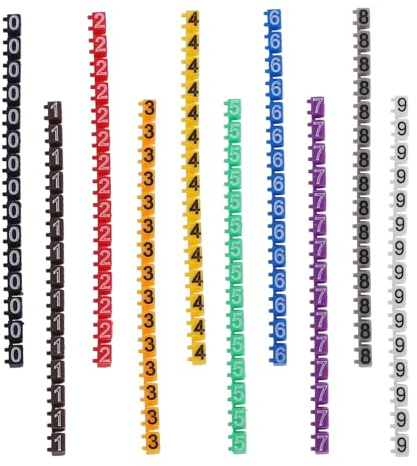 BAZEITFLOW Marcadores de Cables Tubo Numerados para Electricistas Clip Seguro Reutilizable y Colores Visibles para Identificación Rápida en Gestión de Cables Eléctricos