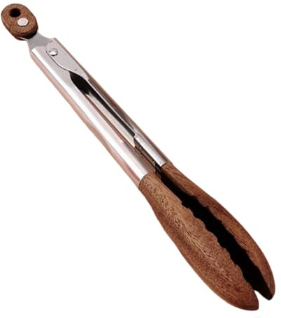 Pince pour la cuisson | Ustensile antidérapant verrouillable de 30 cm | Pince de barbecue en bois – pour la cuisine, la salade, le barbecue, le grill, le pain, les toasts, les pâtes, le buffet, le