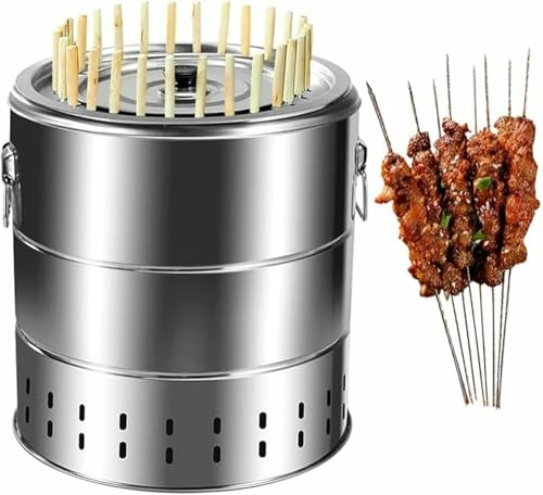 Barbecue à charbon portable sans fumée - Machine à kebab en acier inoxydable pour cuisine intérieure et extérieure Idéal pour le camping pique-nique et les fêtes de jardin