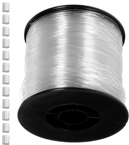 Zerodeko Cordón de Nylon Transparente 200 M 0,80 Mm para Colgar Cuadros 60 Accesorios de Aluminio, Cuerda Colgante DIY para Marcos y Decoración en Hogar, Oficina y Escuela
