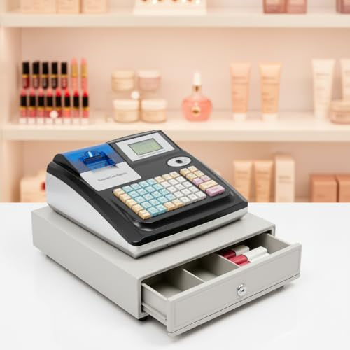 48 Tasten POS Registrierkasse Elektronisches Kassensystem für Einzelhandel | Mit Belegdruck, Produktverwaltung, Umsatzstatistik, Kompakt & Stabil für Laden, Café und Dienstleistungen