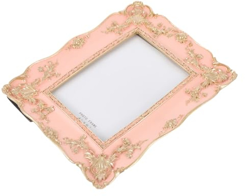 JECOMPRIS Marco de Fotos de Escritorio Retro de Resina Rosa para Decoración Hogareña Estilo Vintage y Función para Mostrar Hojas Secas y Flores Prensadas