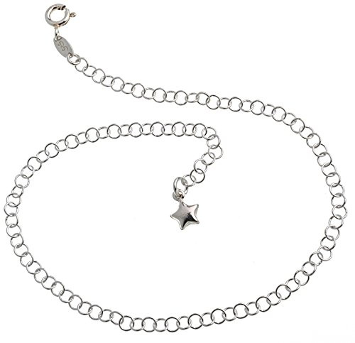 Fotkedja silver (ärftkedja) med stjärnberlock – 3,5 mm bredd – längd kan väljas 23–30 cm – äkta 925 silver e silver, cod. 1235