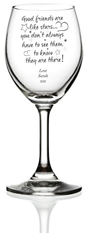 ukgiftstoreonline Good Friends Personalised Engraved Wine Glass
