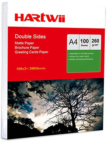 A4 Both Sides Matt Matte Photo Paper 260Gsm - Inkjet Paper Photography Paper Printing Uinkit - 200Sheets