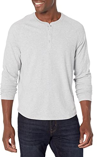 Amazon Essentials Men's Långärmad Henley-skjorta med normal passform (finns i Big & Tall), Ljusgrå ljung, XL