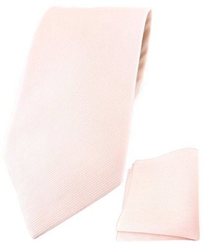 TigerTie Designer Krawatte + Einstecktuch aus 100% Baumwolle in einfarbig Unicolor