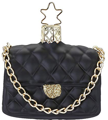 Inge Glas - Christbaumschmuck, Baumschmuck - Handtasche, Tasche - Schwarz - Größe: 6 cm - mundgeblasen