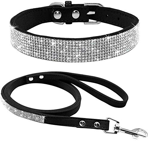 ETOPARS Hundehalsband und Leine mit Strasssteinen, Kristall Diamant Katze Hundehalsband