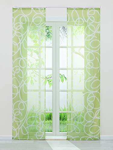 Joyswahl Voile Schiebegardine mit Klettband »Cara« transparenter Schiebevorhang mit Kreise, Grün, BxH 57x225cm (2 Stück), inkl. Beschwerungsstange
