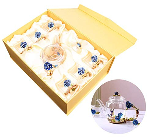 Japanische Gusseisen Tetsubin Teekanne Handgemachte Emaille Glas Teekanne, Blumenbecher Glas Kung Fu Tee Set, für Haushalt Büro Tee Zubehör