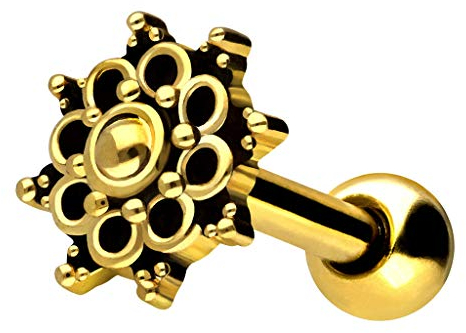 PIERCINGLINE Ohrpiercing orientalisches Design Chirurgenstahl Piercing Schmuck Ohrstecker Goldfarben