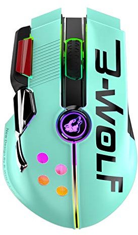 Souris de jeu sans fil/filaire RGB USB de type C ultra légère 2.4 G, 1000 mAh, Pixart 3325, programmation macro 12000 dpi avec pilote, compatible avec les utilisateurs de PC Gamer PS4 (vert)
