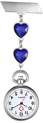 Avaner Krankenschwesteruhr Pflegeruhr Herz Schwesternuhr: Taschenuhr FOB Analog Quarzwerk Uhr Pulsuhr Ansteckuhr Unisex Silber Rosegold Schwesternuhren mit Pin/Clip für Arzt Doktor Medical