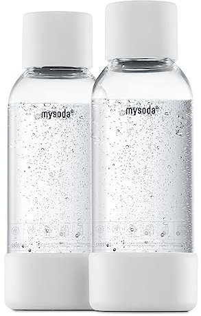 Mysoda Quick-Connect Wiederverwendbare Wasserflaschen, 0,5 l, BPA-frei, Kunststoff, Weiß, 2 Stück