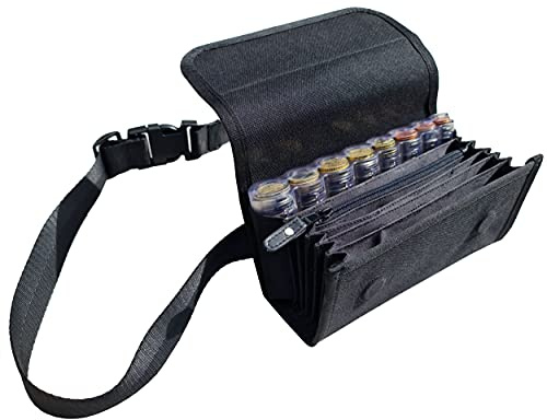 CLAIRE-FONCET, El Rolls de Las Carteras de Camarero en Lona Impermeable, 1 Bolsillo con Cremallera + 4 Compartimentos Forrados, con dispensador de 8 Monedas Transparente y Graduado, Cierre de Imán