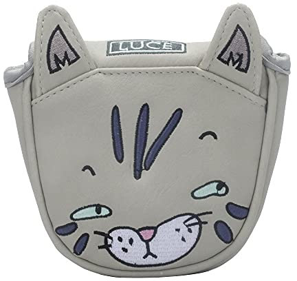 QSCTYG Copri Mazza Golf Putter Copricapo Chiusura Magnetica per Center-Shaft Club Cove Cartoon Cat coprimazza da Golf 225 (Color : Light Grey)