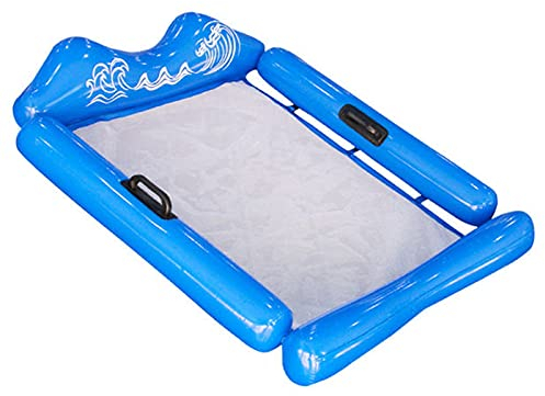 ZXQZ Aufblasbare Poolschwimmer, Poolfloß mit Griffen und Kopfstütze, Mehrzweck-Schwimmsessel, Tragbare Wasserhängematte Floaties mit Mesh-Boden für Erwachsene/Kinder (Color : Blue)