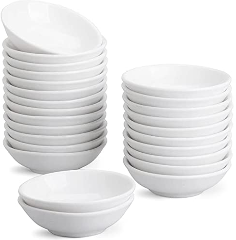 UIBFCWN 25 Pièces Bols Ronds en Céramique, Bols à Tapas Et Sauces, Bols à Trempette, Petit Bols à Sauce, pour Apéritif, Collation, Sauce Soja, Ketchup, Épices, Condiment, 7,6 x 2cm, 36ml
