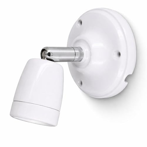 ADAKAT Porzellan Aufbauleuchte E27, Metall-Gelenk, Glasur weiß
