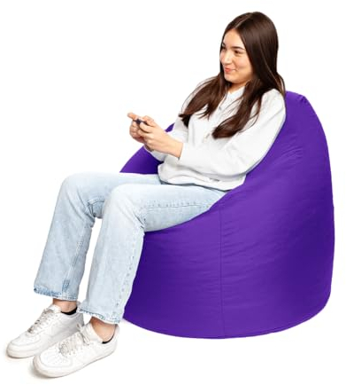 PATCH HOME Patchhome Sitzsack Tropfenform mit Reißverschluss Nachfüllbar - für In & Outdoor - mit Styropor Füllung 3 Größen erhältlich XXL - Höhe 115cm, Durchmesser 95cm Lila