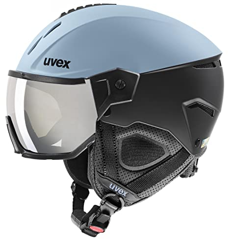 uvex Instinct Visor - robuster, stylischer, optimal belüfteter Skihelm mit beschlagfreiem Visier für Damen und Herren - Glacier - Black matt - 56-58 cm