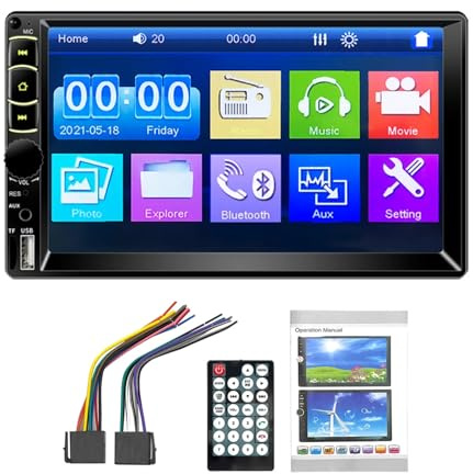 7-Zoll-Doppel-Din-Auto-Audio-Empfänger, Kompatibel mit Sprachsteuerung und Android Auto, 7-Zoll-LCD-HD-Digital-Multicolor-Touchscreen-MP5-Player, UKW-Radio, Musik-Player,