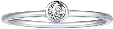FOCALOOK Runde Weißen Zirkonia Solitär Ring für Männer Silber 925 Trauring Verlobungsring Herren Ehering Partnerring Schmuck Accessoire Größe 67 (21.3)