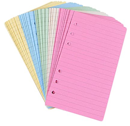 A6 Farbiges, liniertes Notizpapier für Filofax – 6 gestanzte Löcher, lose Blätter, nachfüllbar, liniertes Papier, Terminplaner-Einsätze, Nachfüllungen für Notizen, 50 Blatt/100 Seiten