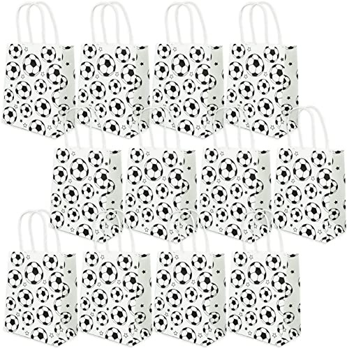 SZCXDKJ 12 Stück Fußball Geschenktüten für Kindergeburtstag, Weiß, 16 x 8 x 21 cm, Fußball Motto Party Favors