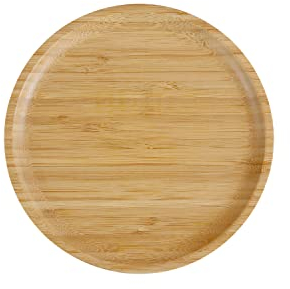 Pandoo Platos de Bambú Reutilizables - Redondos de Madera, Decoración, Vajilla - Juego de 4 x 20 cm