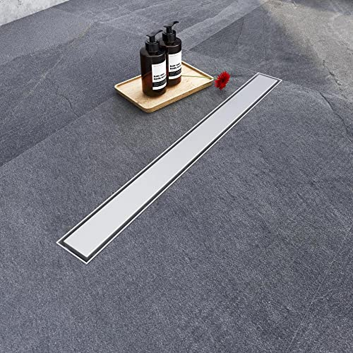 Aica Sanitarios Canaleta de Ducha 70cm Inserto drenaje de acero inoxidable Lineal de Ducha Desagüe invisible Desagüe de ducha rectangular, doble cara