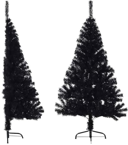 vidaXL Künstlicher Halb-Weihnachtsbaum mit Ständer Schwarz 120 cm PVC