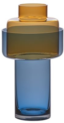 REMEMBER Glasvase Aura Amber, aus 2 Glaskörpern, H 31 cm, Ø 17 cm - Moderne Glasvase