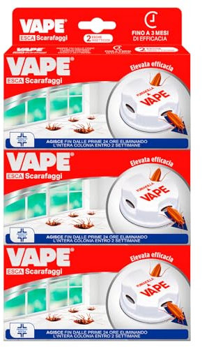 Vape Esca Scarafaggi Esche Insetticide Disinfestazione Blatte Cimici e Scarafaggi Efficacia 3 Mesi - 6 Esche