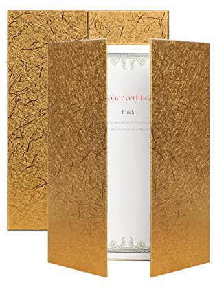 Urkundenhülle 2 Stück A4 Urkundenmappe mit Urkundenpapier Dreifach gefaltete Zertifikathülle Hardcover Zeugnismappe Zertifikat Halter Robust Zertifikatabdeckung für Abschluss Diplom Anerkennung