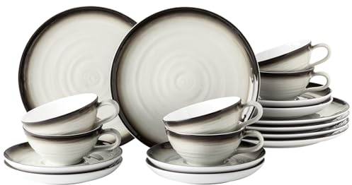 Seltmann Weiden Teeservice 18-teilig klein, Terra Corso, Rillen