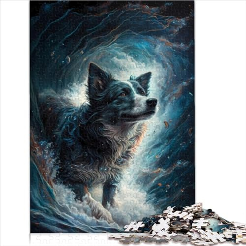 Puzzles für Erwachsene, Border-Collie-Hund, 1000-teilige Puzzles für Erwachsene, Papppuzzles für Erwachsene, ab 12 Jahren, Reisespiele und Reisespielzeug für ab 12 Jahren, Größe (26 x 38 cm)