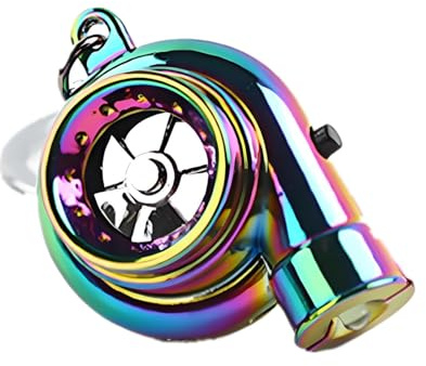 Elektrischer Turbo-Schlüsselanhänger mit LED-Licht und Sound,Metall | bunt, 10 cm x 3,5 cm / 3,9 x 1,4 inch